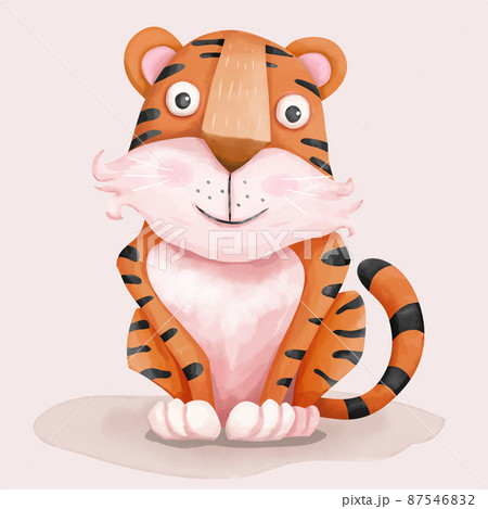 Cute tiger in watercolor style 87546832