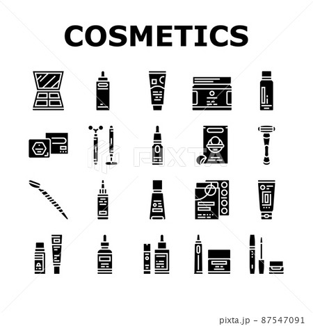 Cosmetics For Visage Skin Treat Icons Set Vector Cosmetics For Visage Skin Treat Icons Set Vector 87547091