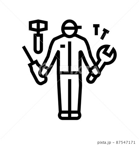 handyman worker line icon vector illustration 87547171