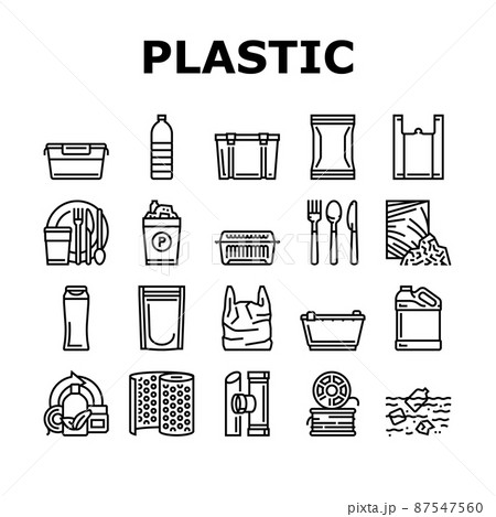 Plastic Accessories And Utensil Icons Set Vector Plastic Accessories And Utensil Icons Set Vector 87547560