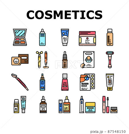 Cosmetics For Visage Skin Treat Icons Set Vector Cosmetics For Visage Skin Treat Icons Set Vector 87548150