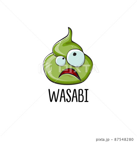 cartoon wasabi smiling character isolated on white background. green wasabi paste cartoon wasabi smiling character isolated on white background. green wasabi paste 87548280