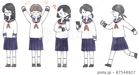 人物イラストセット_女子高生 87548927