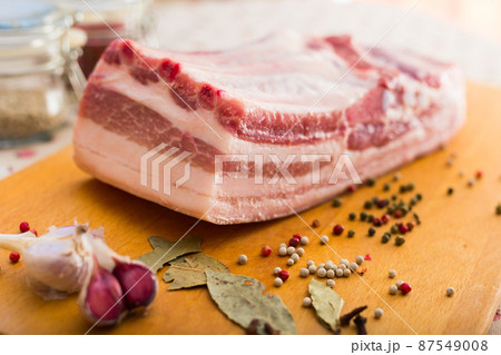 fresh piece of lard ready for salting fresh piece of lard ready for salting 87549008