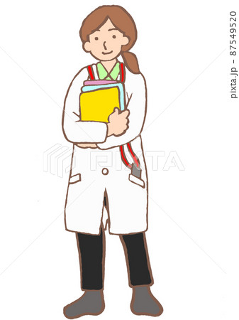 精神保健福祉士　資料を抱える若い女性　白衣　茶髪 87549520