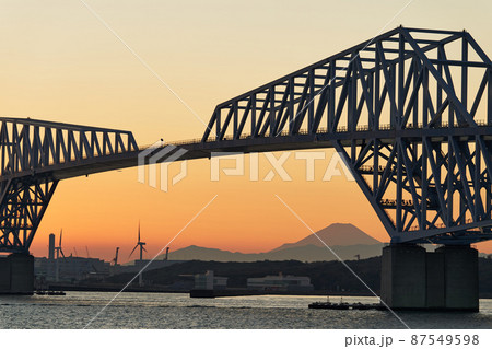 東京ゲートブリッジと東京湾の夕景 東京ゲートブリッジと東京湾の夕景 87549598