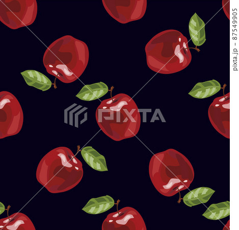 Red apple shiny with leaf seamless pattern background 87549905