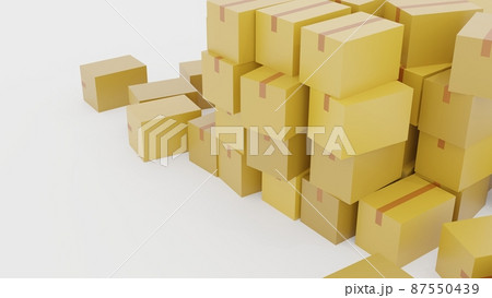 CG　散乱した多数の段ボール箱 87550439