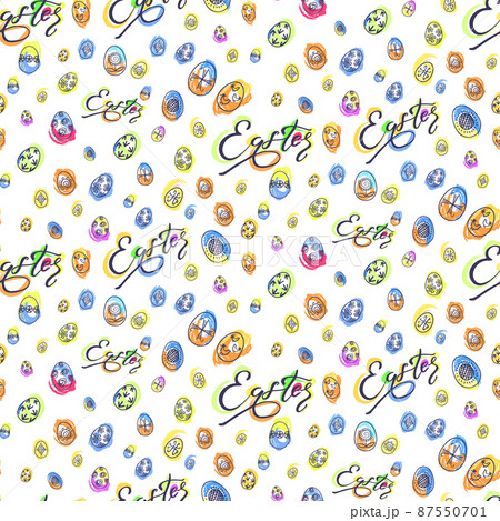 Vector Doodle Easter Eggs seamless pattern Vector Doodle Easter Eggs seamless pattern 87550701