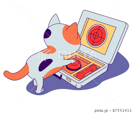 Cute cat with a nuclear suitcase.  87551411