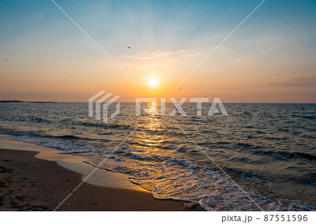 beautiful scenery of sunrise on the sea beautiful scenery of sunrise on the sea 87551596
