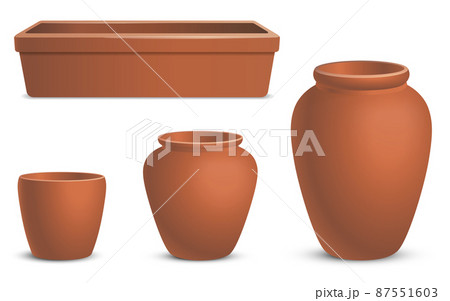Set of brown clay pots. 87551603
