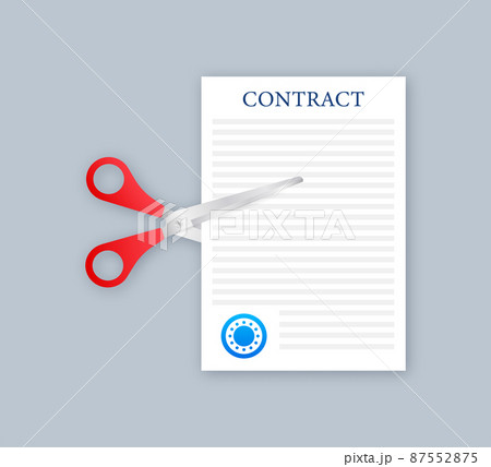 Businessman hands tearing apart contract document. Vector illustration. Businessman hands tearing apart contract document. Vector illustration. 87552875