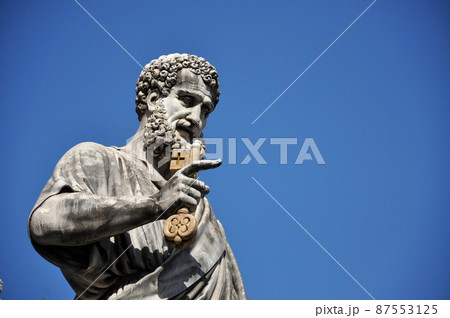 Statue of Saint Peter in Saint Peter square. Vatican city 87553125