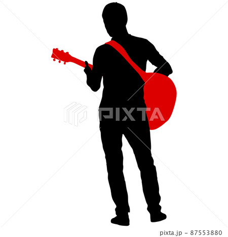 Silhouette musician plays the guitar on a white background 87553880