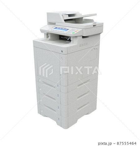 Multi-function printer scanner. Isolated Office professional technology. 3D illustration. Multi-function printer scanner. Isolated Office professional technology. 3D illustration. 87555464