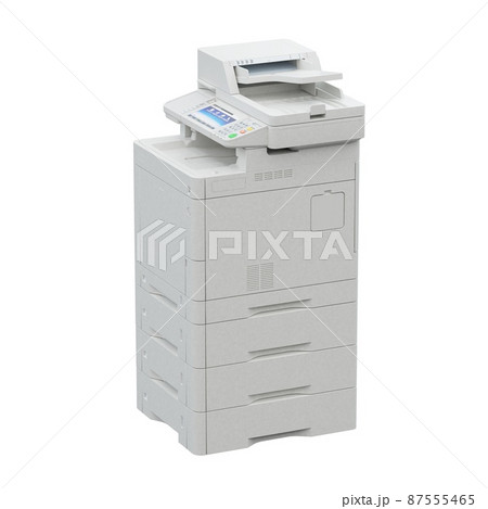 Multi-function printer scanner. Isolated Office professional technology. 3D illustration. Multi-function printer scanner. Isolated Office professional technology. 3D illustration. 87555465