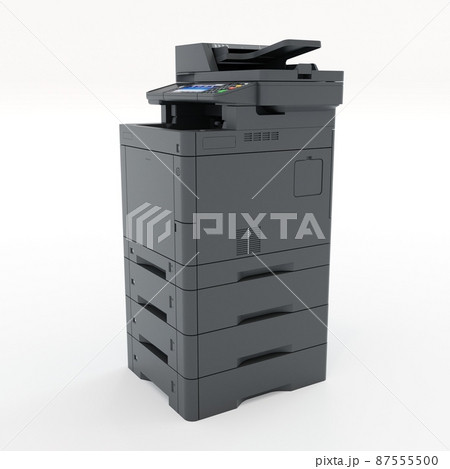 Multi-function printer scanner. Isolated Office professional technology. 3D illustration. 87555500