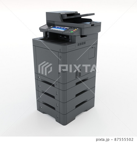 Multi-function printer scanner. Isolated Office professional technology. 3D illustration. 87555502