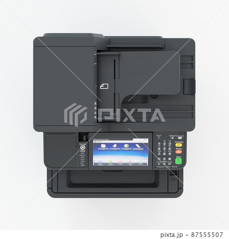 Multi-function printer scanner. Isolated Office professional technology. 3D illustration. 87555507