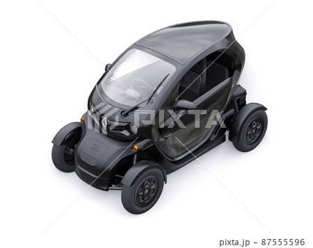 Tula, Russia. January 30, 2022: Renault Twizy ZE 2015: Black Super compact electric city car for two passengers. 3D illustration 87555596