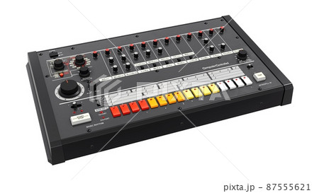 retro drum machine 3D illustration retro drum machine 3D illustration 87555621