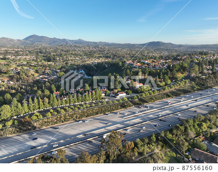 Aerial view of interstate 15 highway with in vehicle. San Diego, California 87556160