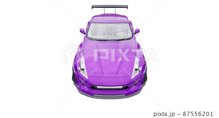 tuned sports racing car with arch extensions, air suspension and a huge spoiler. 3d rendering 87556201