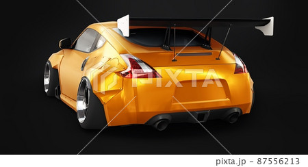 tuned sports racing car with arch extensions, air suspension and a huge spoiler. 3d rendering 87556213