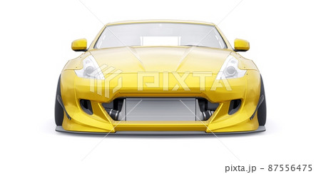 tuned sports racing car with arch extensions, air suspension and a huge spoiler. 3d rendering tuned sports racing car with arch extensions, air suspension and a huge spoiler. 3d rendering 87556475