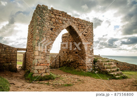 Remains of entrance gate to Grosnez castle, bailiwick of Jersey, Channel Islands Remains of entrance gate to Grosnez castle, bailiwick of Jersey, Channel Islands 87556800