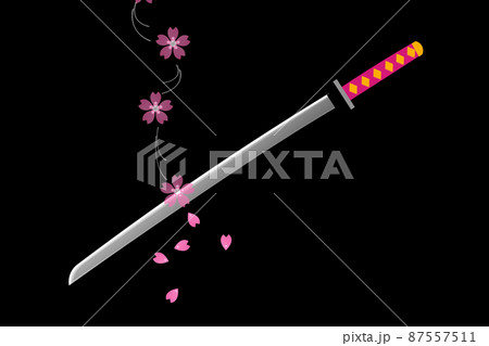 日本刀と桜 87557511