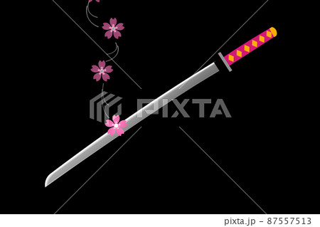 日本刀と桜 87557513