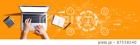 Robotic Process Automation theme with person using a laptop 87558240