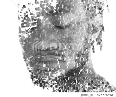 Dramatic portrait of a young black man combined with computer graphics 87559248