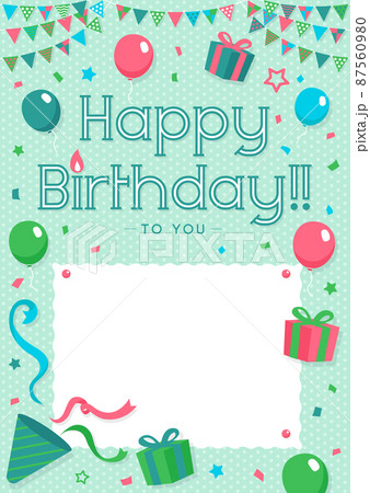 Happy Birthday ハッピーバースデー・バースデーカードテンプレートイラスト 87560980