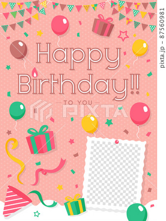 Happy Birthday ハッピーバースデー・バースデーカードテンプレートイラスト 87560981
