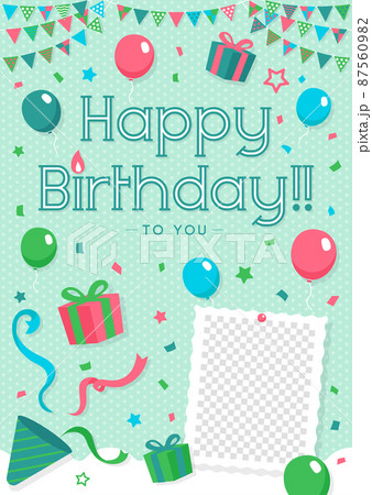 Happy Birthday ハッピーバースデー・バースデーカードテンプレートイラスト 87560982