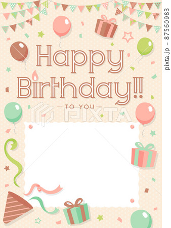 Happy Birthday ハッピーバースデー・バースデーカードテンプレートイラスト 87560983
