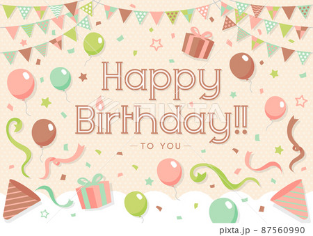 Happy Birthday ハッピーバースデー・バースデーカードテンプレートイラスト 87560990