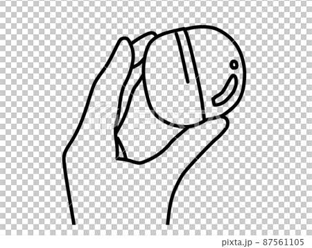カプセルを持つ手の線画イラスト 87561105