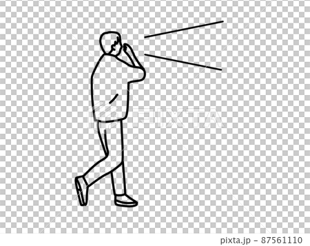叫びながら歩く男性の線画イラスト 叫びながら歩く男性の線画イラスト 87561110