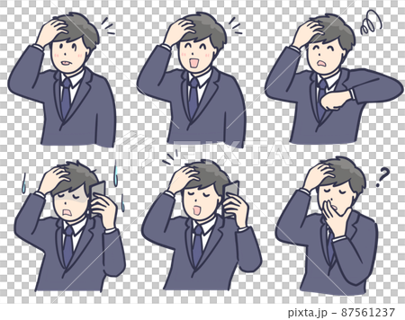なんだっけうっかりして頭をかくスーツ男子のイラストのイラスト素材 [87561237] - PIXTA