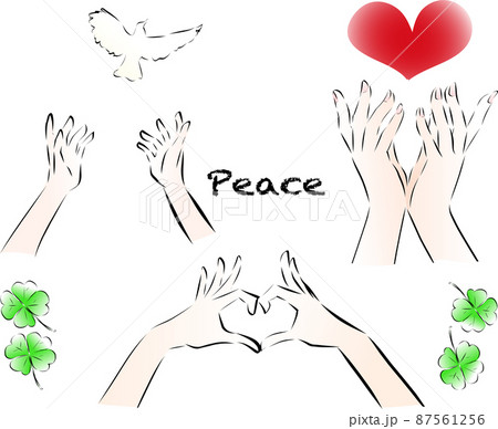 平和を願う女性の手のセットのイラスト素材 [87561256] - PIXTA
