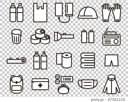 防災用品set_line drawing_monochrome 87562228
