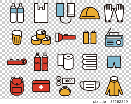 防災用品set_line drawing_color 87562229