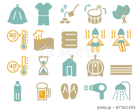 サウナ関連イラストのセット_ふちなし 87562393