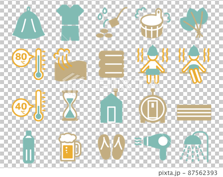 サウナ関連イラストのセット_ふちなし 87562393