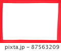 赤色の水彩絵具手描きフレーム 87563209