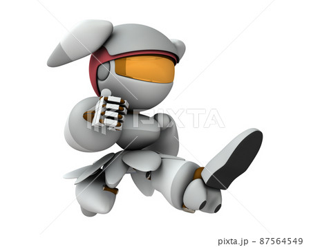 大きな歩幅で走る女性型ロボット。 エネルギッシュで、強いバイタリティー。  87564549